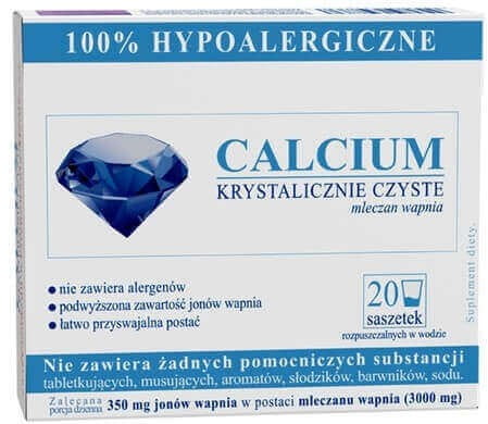 Calcium Krystalicznie Czyste 100% 20 saszetek Uniphar suplement z wapniem