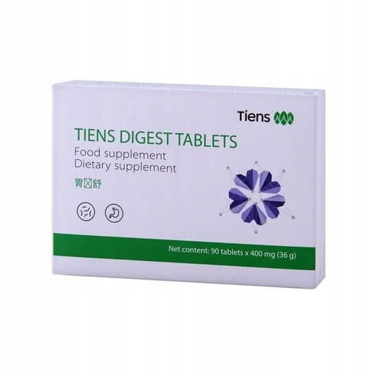 Tiens Digest Tablets 90 tabletek z błonnikiem inuliną i probiotykami do wsparcia trawienia
