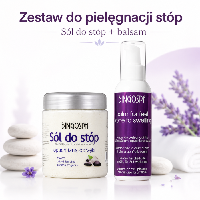 Zestaw do stóp Bingospa sól i balsam na opuchliznę i obrzęki
