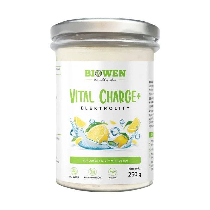 BIOWEN Vital Charge+ elektrolity cytrynowe 250 g suplement diety w proszku