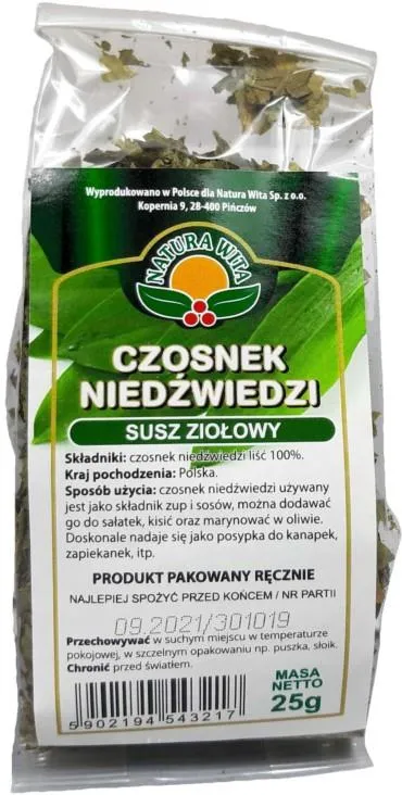Czosnek niedźwiedzi liść 25 g Natura Wita – suszona przyprawa